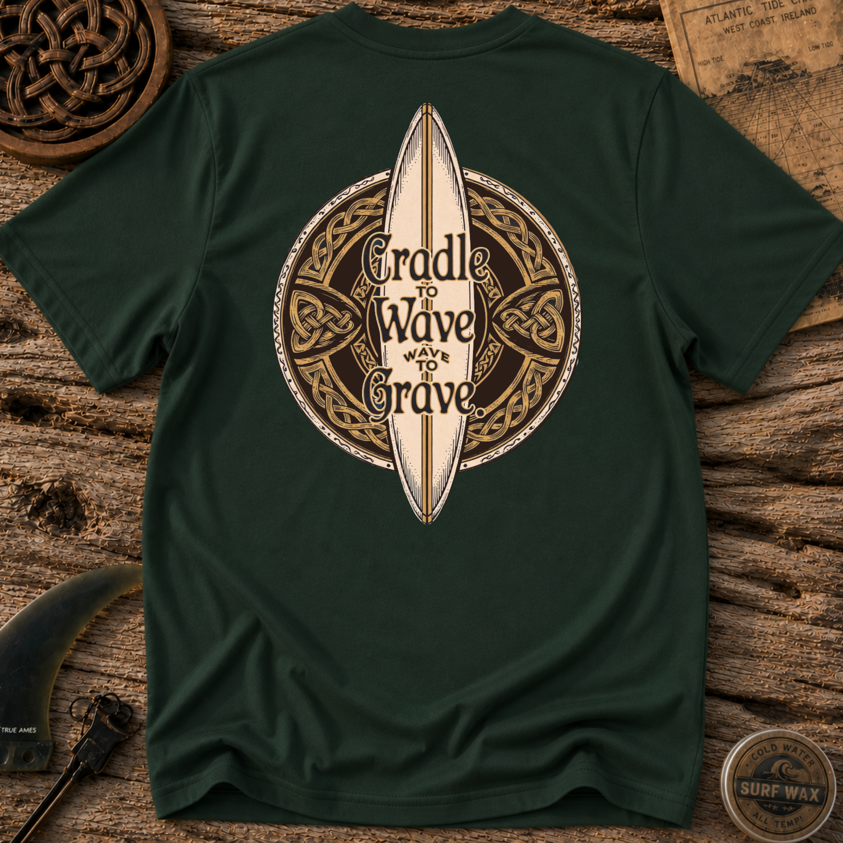 Cradle to Wave, Wave to Grave Surf Board T-shirt