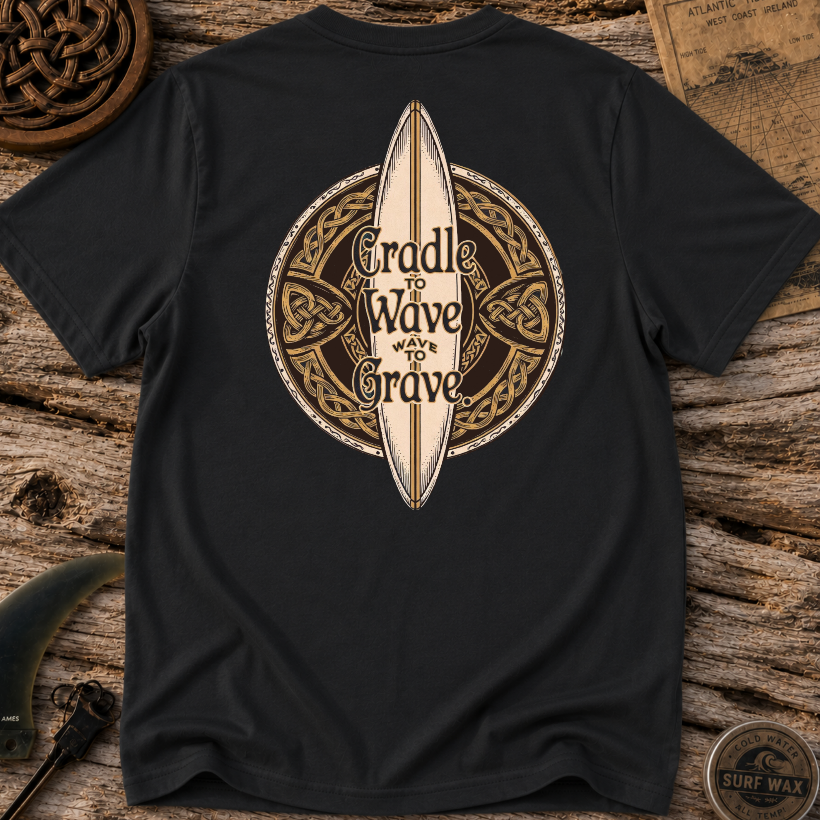 Cradle to Wave, Wave to Grave Surf Board T-shirt