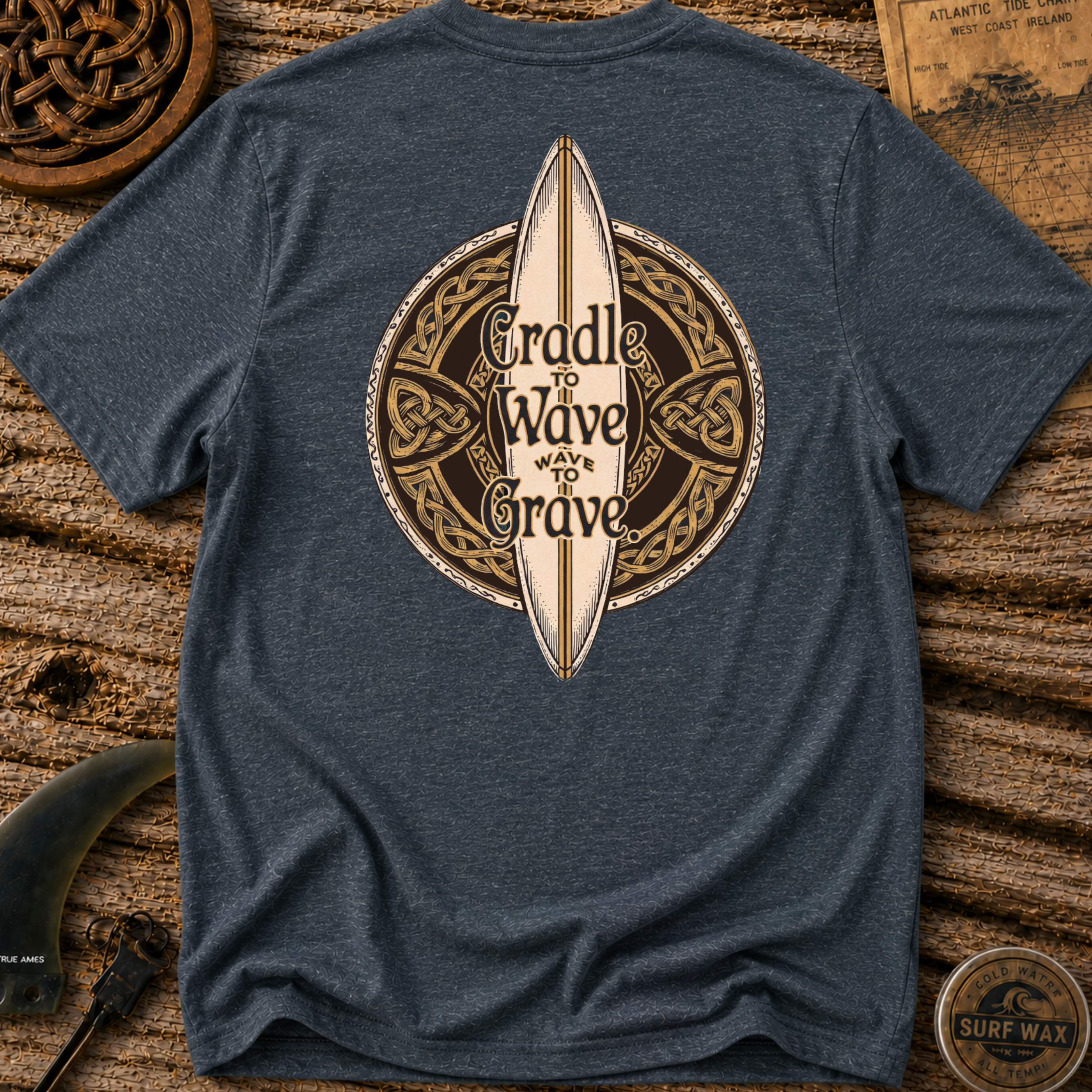 Cradle to Wave, Wave to Grave Surf Board T-shirt