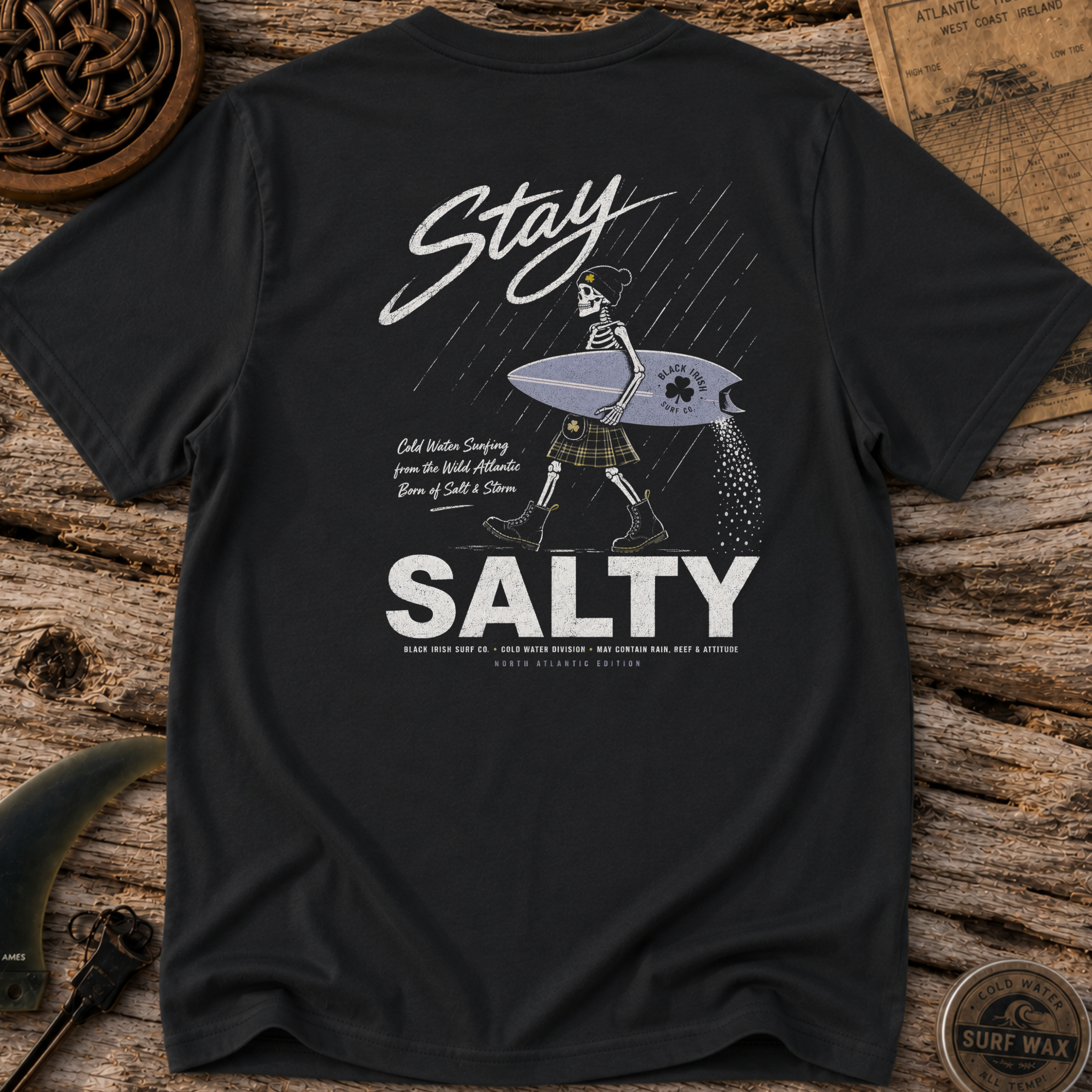 Black Irish Surf Stay Salty T-shirt