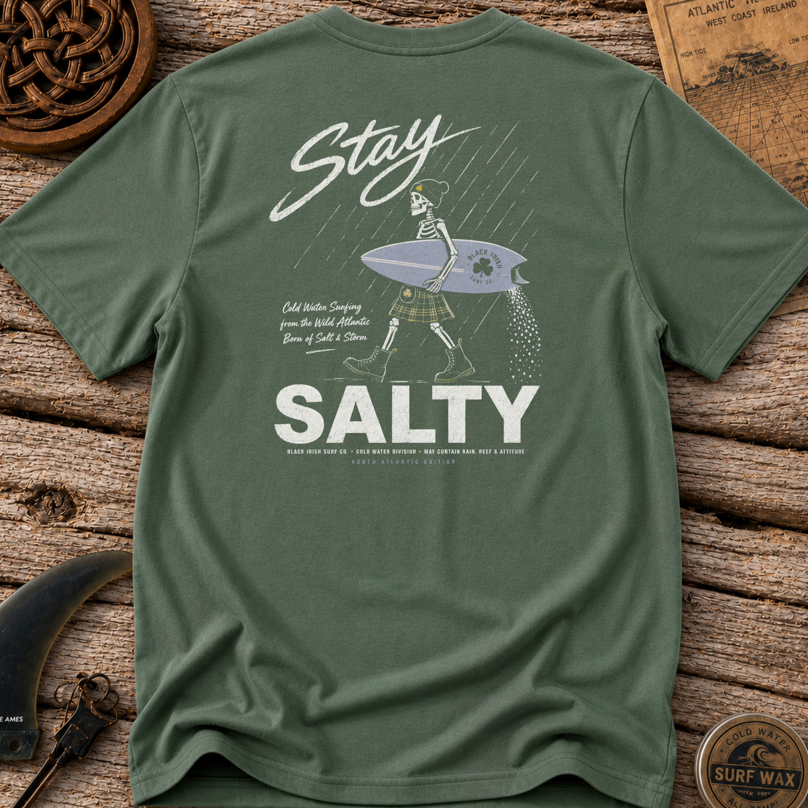 Black Irish Surf Stay Salty T-shirt